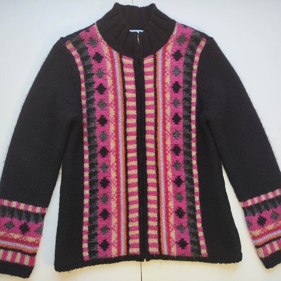 Vintage Sigrid Olsen Boho Mohair & Wool Cardigan Full Zip Black Sz Small - Picture 6 of 9